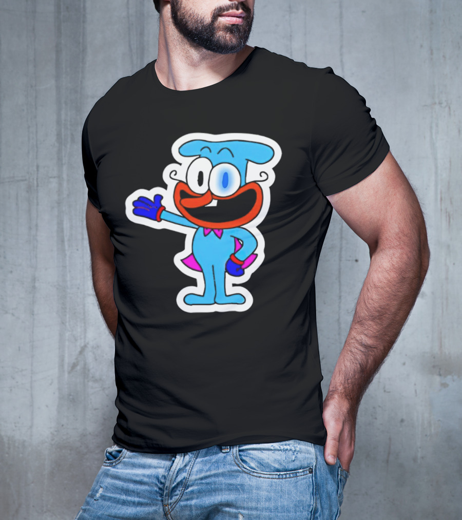 The Doise Cartoon Character With Blue Outfit And Red Accent Detailing T-Shirt
