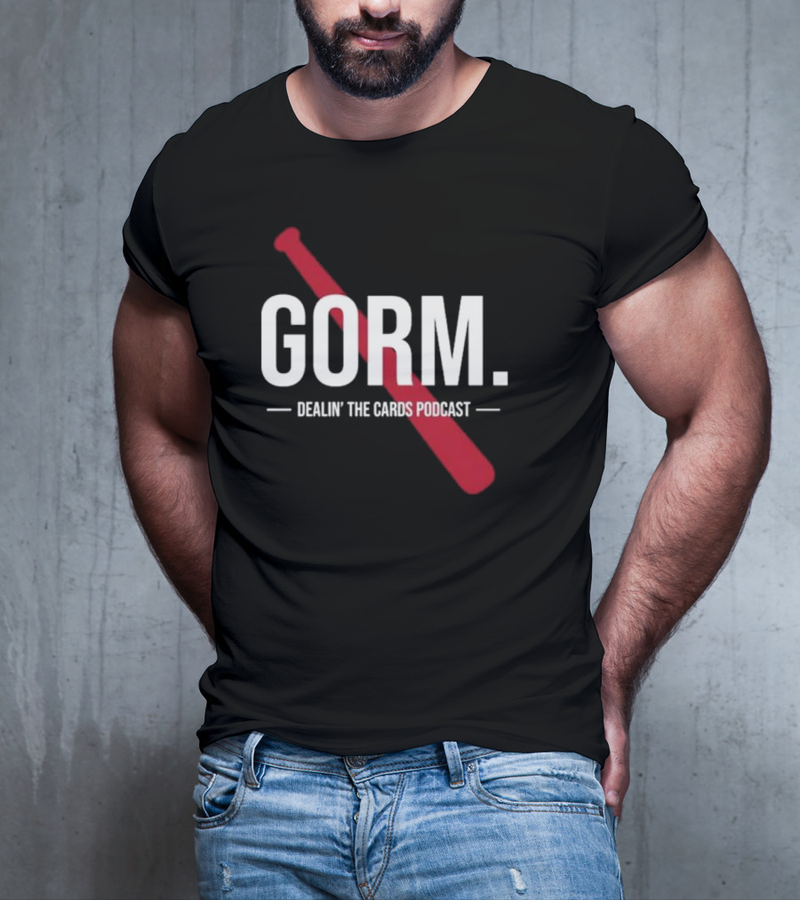 Gorm Dealin’ The Cards Podcast Red Baseball Bat Logo T-Shirt