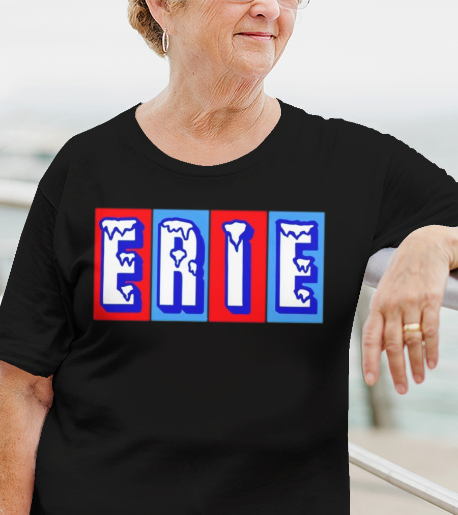 ERIE Ice Block Letters T-Shirt