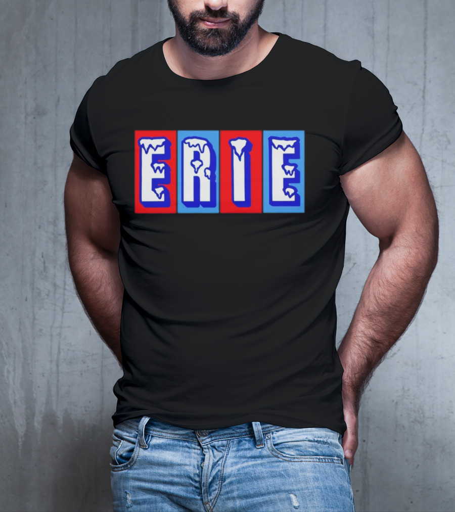 ERIE Ice Block Letters T-Shirt