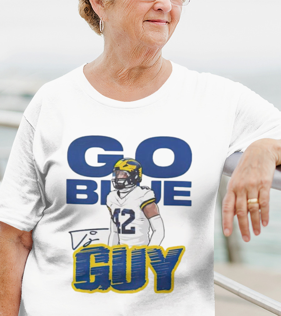 Go Blue Tj Guy 42 Football Player T-Shirt