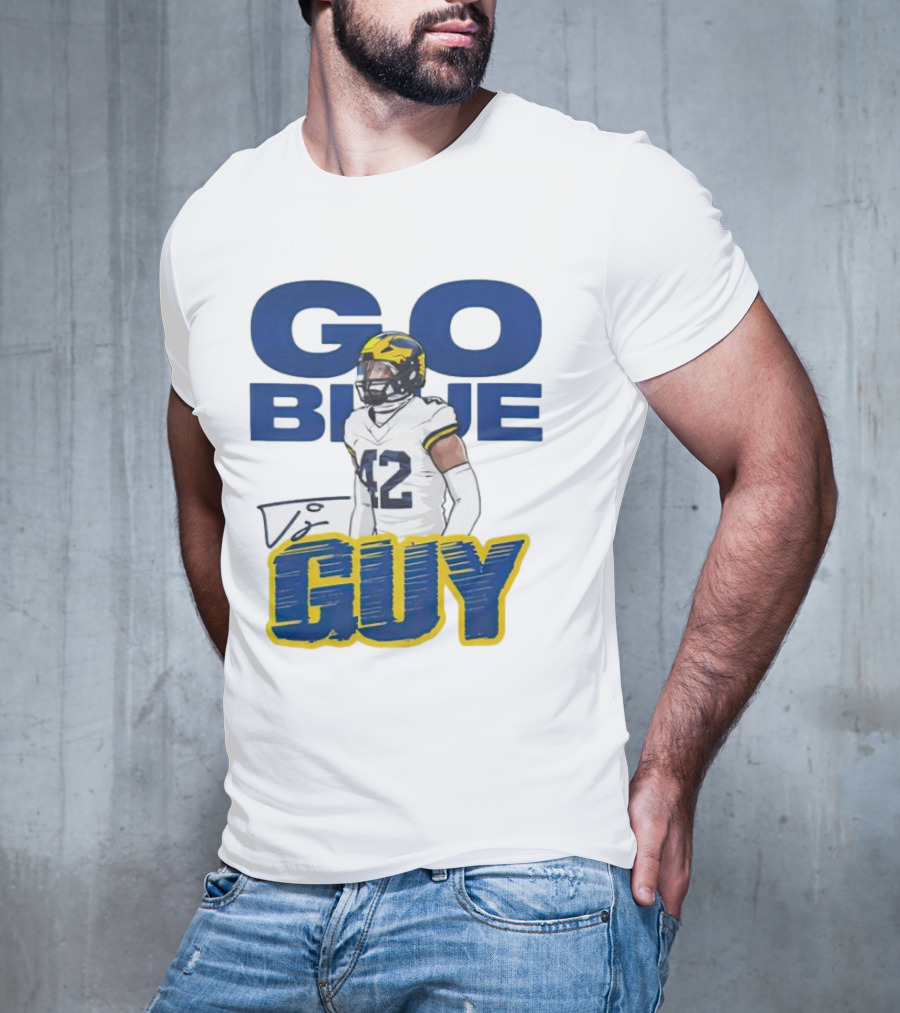 Go Blue Tj Guy 42 Football Player T-Shirt