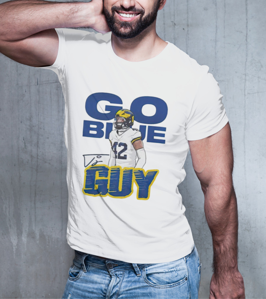 Go Blue Tj Guy 42 Football Player T-Shirt