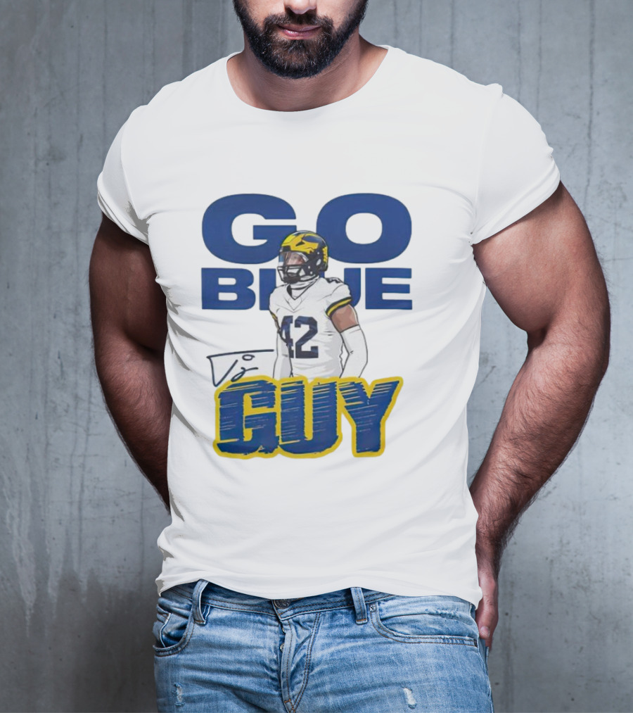 Go Blue Tj Guy 42 Football Player T-Shirt