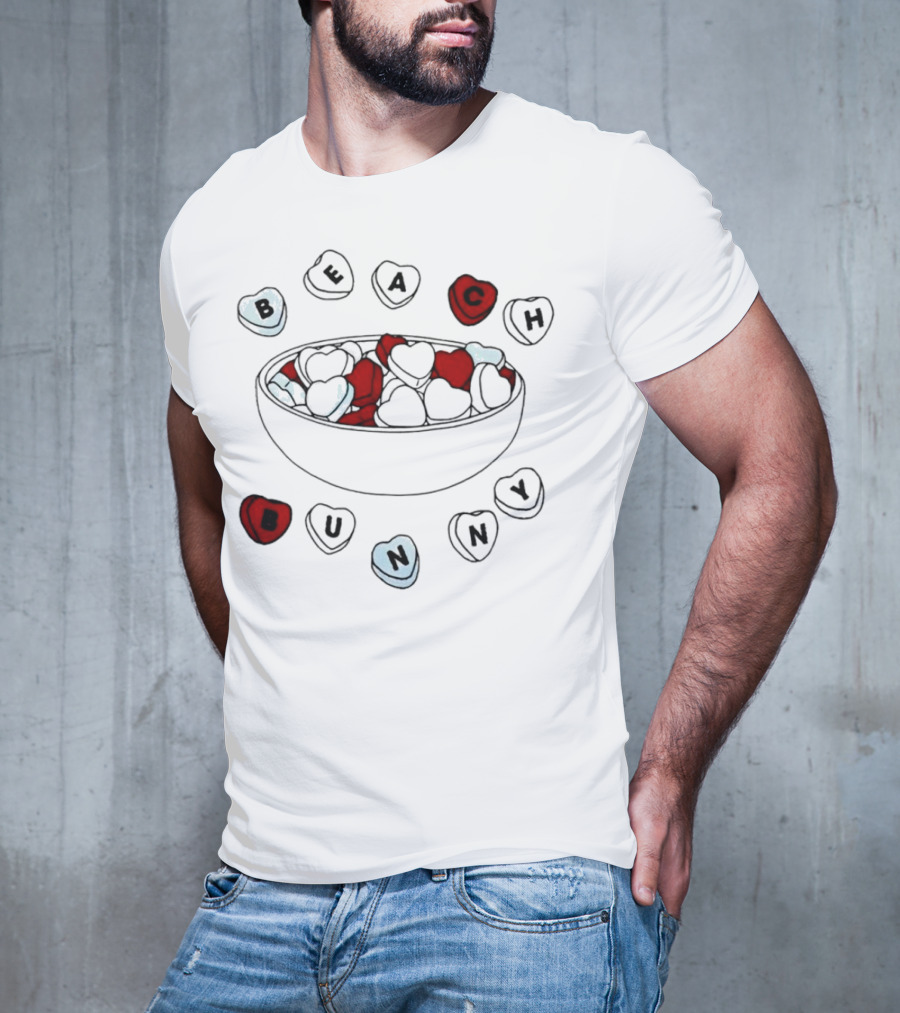 BEACH Bunny Heart Bowl With Red And Black Hearts T-Shirt