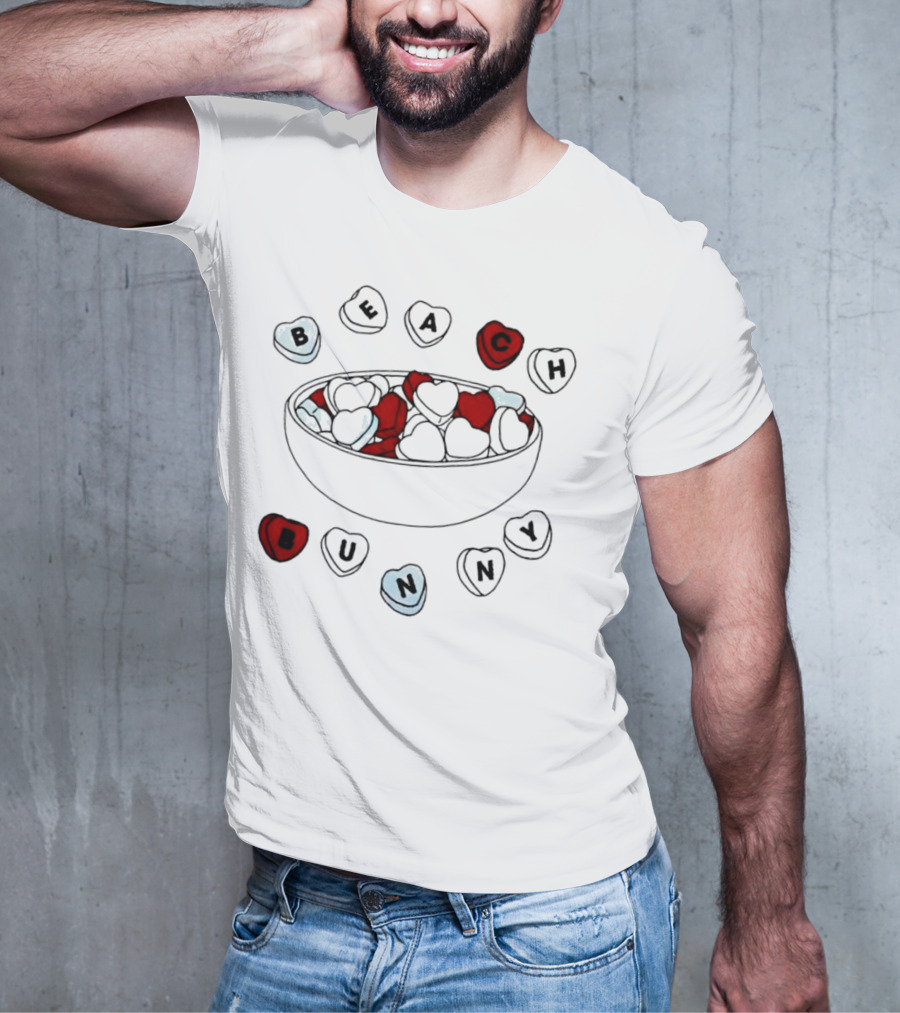 BEACH Bunny Heart Bowl With Red And Black Hearts T-Shirt