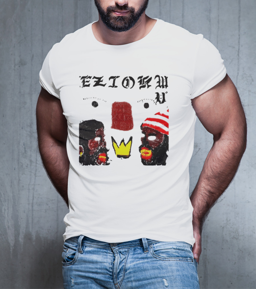 Eziokwu Mixtape Album Crowned Faces With Red Beanie And Glowing Accents T-Shirt