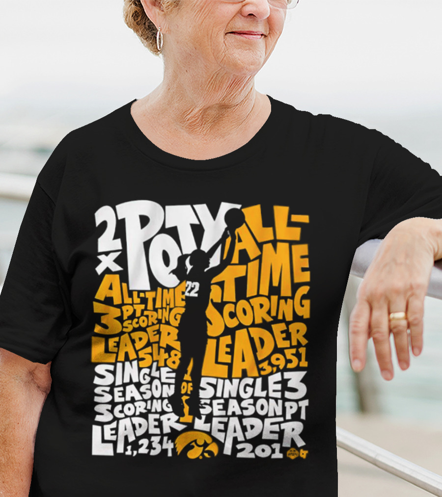 2X POTY Iowa All Time Scoring Leader 3951 Single Season Scoring Leader 1234 T-Shirt