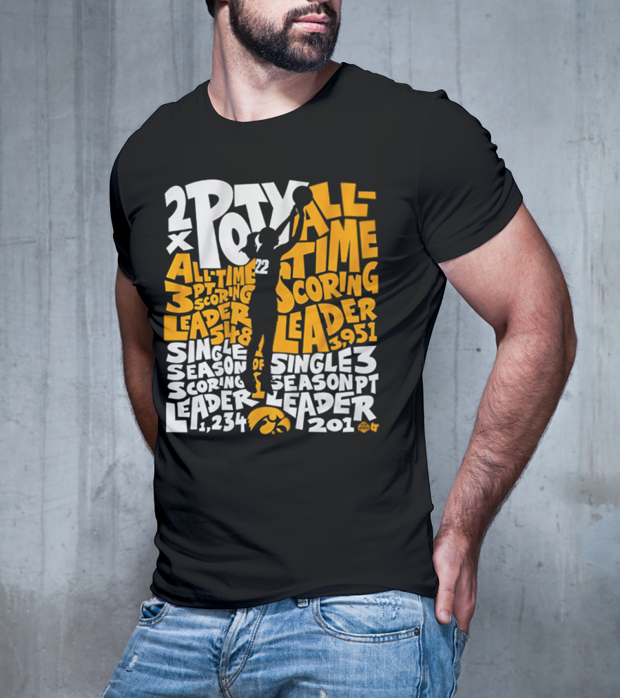 2X POTY Iowa All Time Scoring Leader 3951 Single Season Scoring Leader 1234 T-Shirt