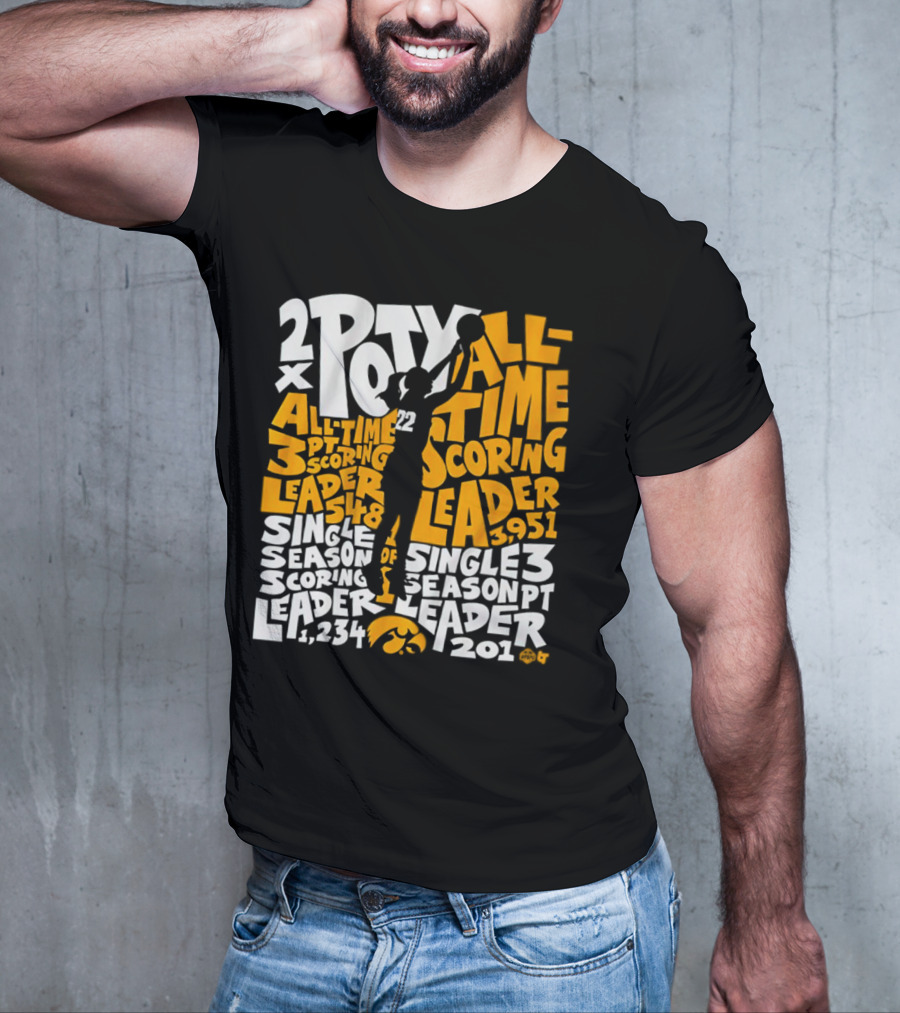 2X POTY Iowa All Time Scoring Leader 3951 Single Season Scoring Leader 1234 T-Shirt