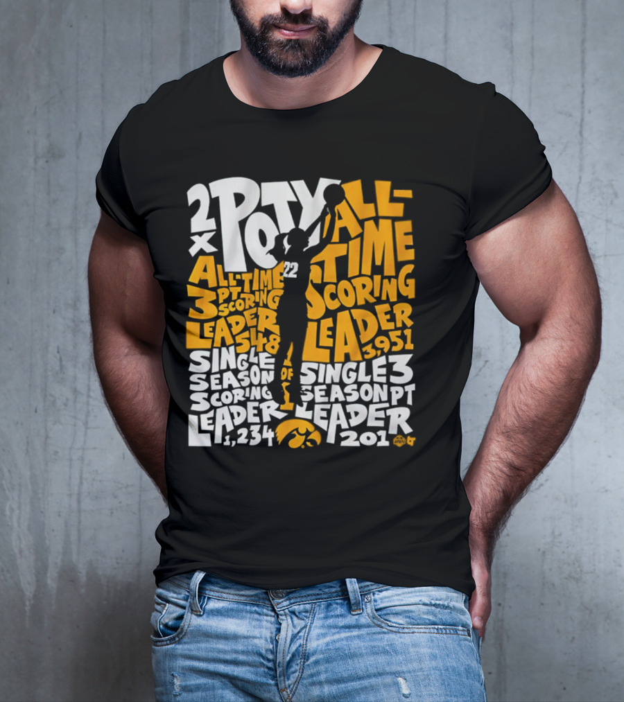 2X POTY Iowa All Time Scoring Leader 3951 Single Season Scoring Leader 1234 T-Shirt