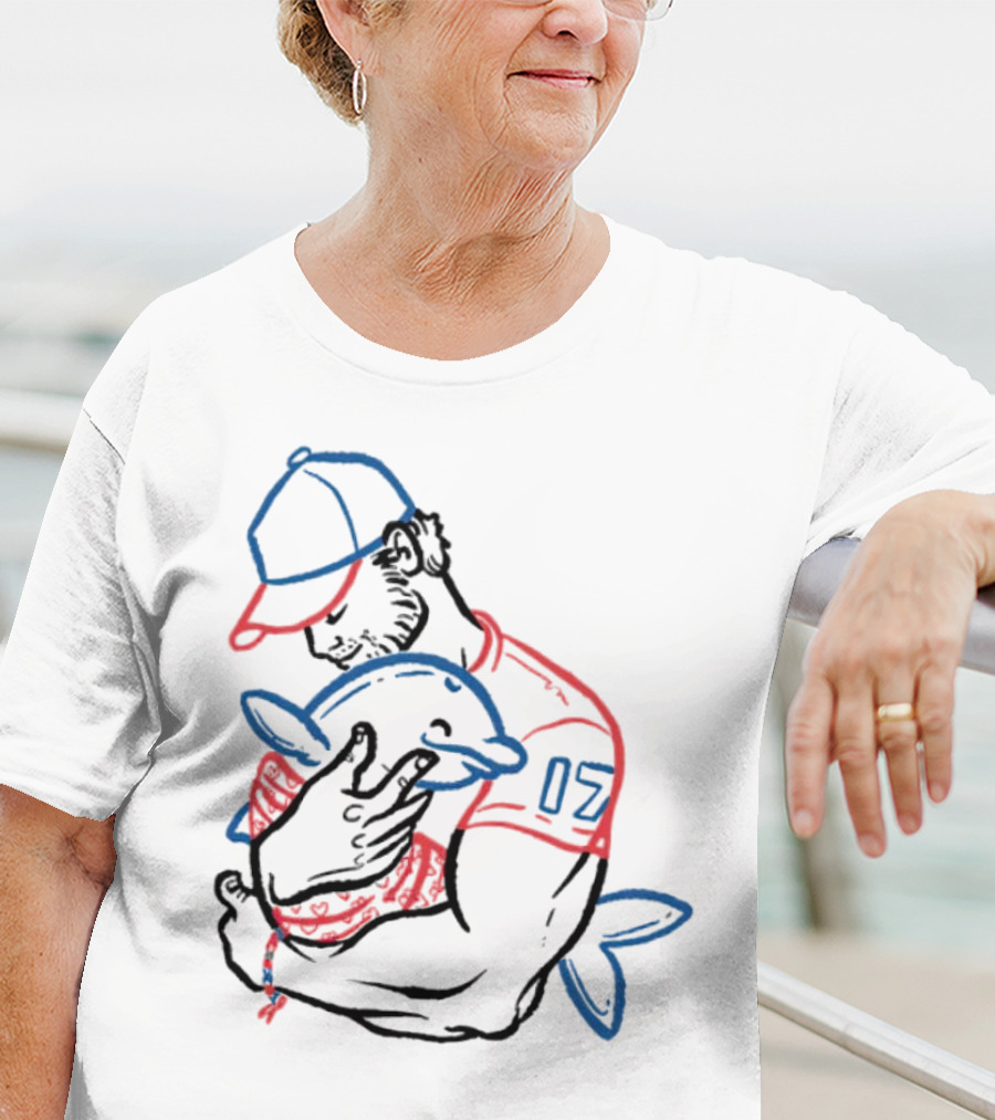Dolphin I Love You Dad 17 Baseball Player Hugging Child's Plush Toy T-Shirt