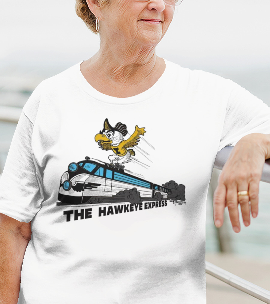 Iowa Hawkeyes The Hawkeye Express Train With Flying Mascot T-Shirt