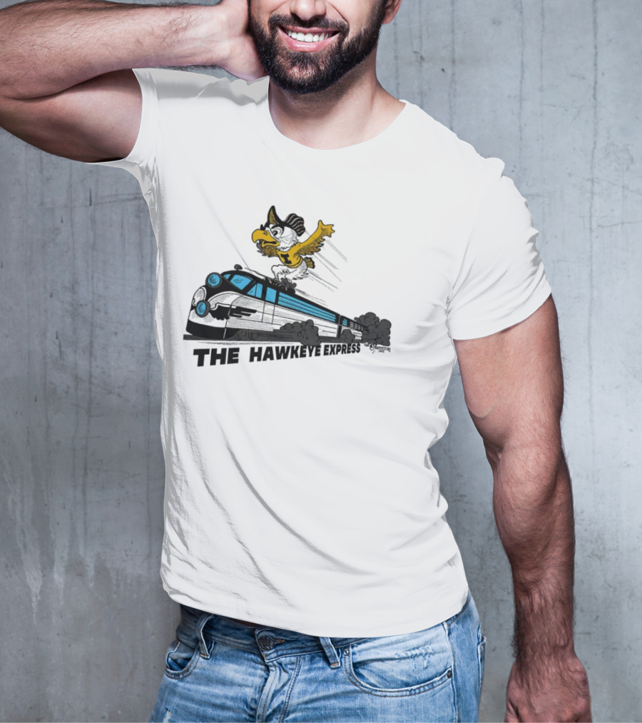 Iowa Hawkeyes The Hawkeye Express Train With Flying Mascot T-Shirt