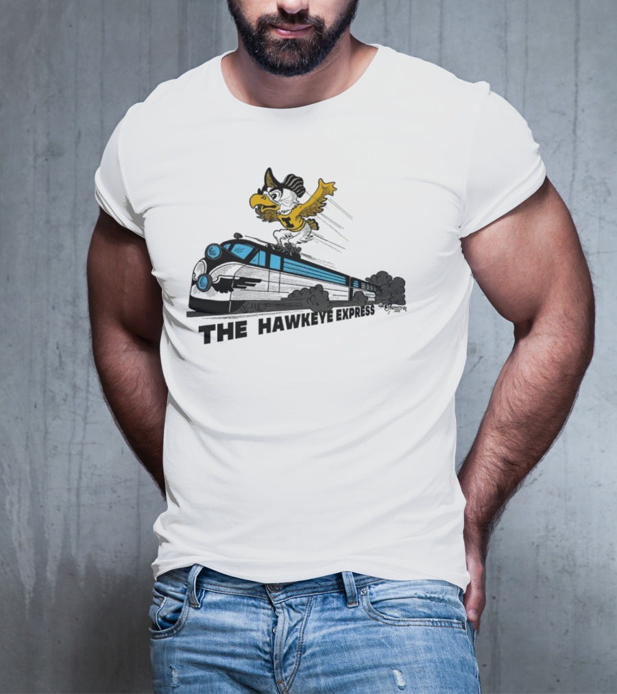 Iowa Hawkeyes The Hawkeye Express Train With Flying Mascot T-Shirt