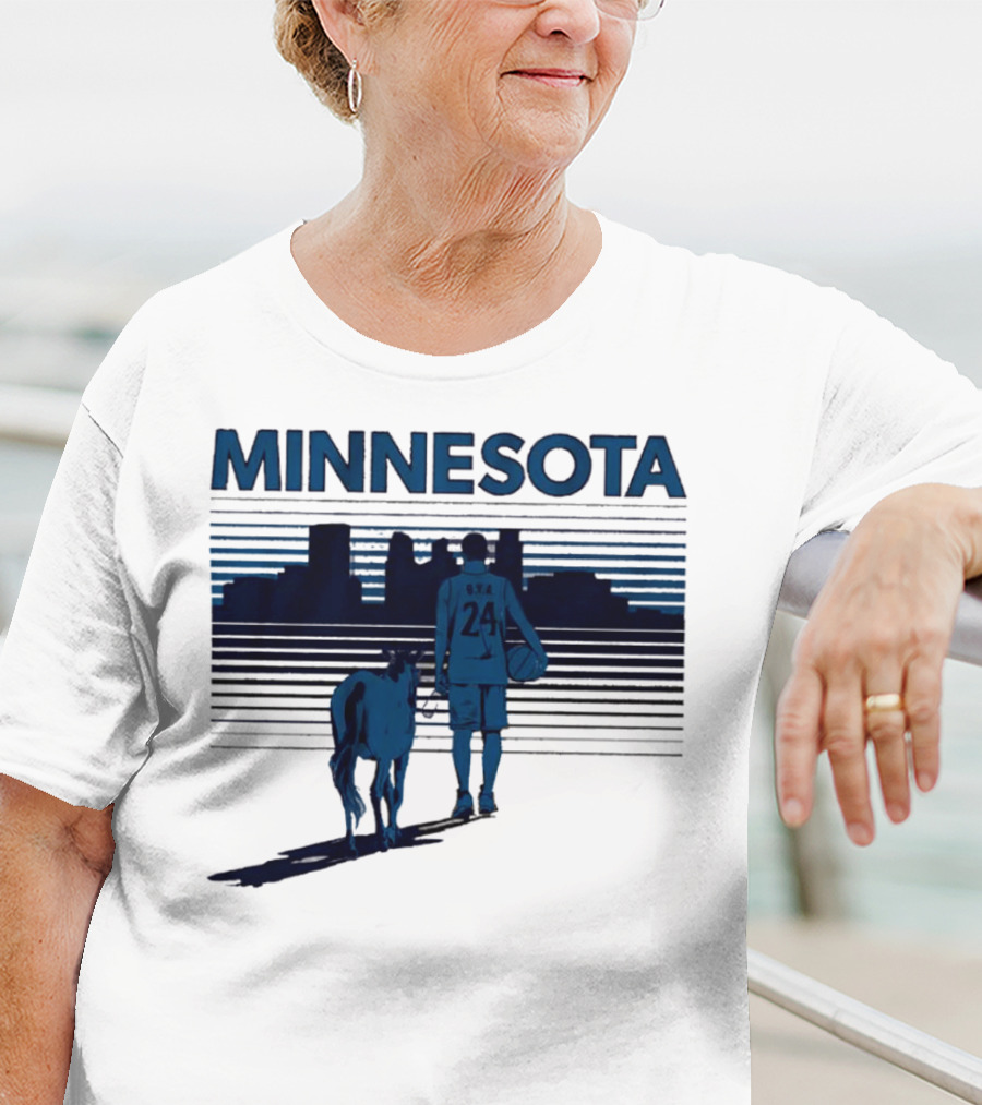 Minnesota Basketball 24 Bring Ya Ass Player And Dog With City Skyline T-Shirt