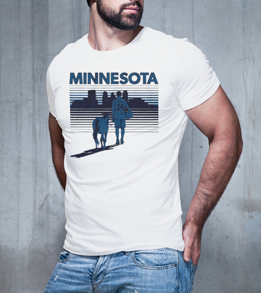 Minnesota Basketball 24 Bring Ya Ass Player And Dog With City Skyline T-Shirt