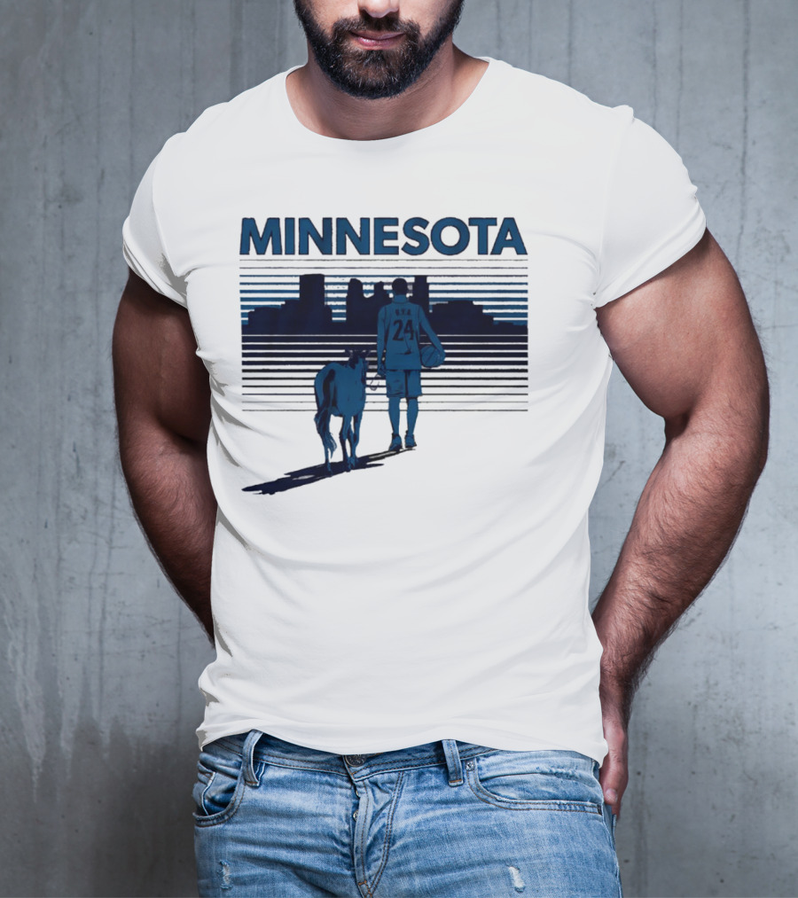 Minnesota Basketball 24 Bring Ya Ass Player And Dog With City Skyline T-Shirt