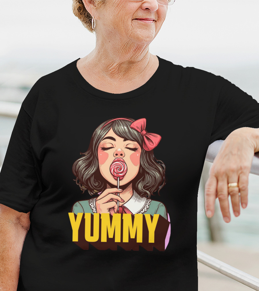 Yummy Girl With Lollipop Pop T-Shirt