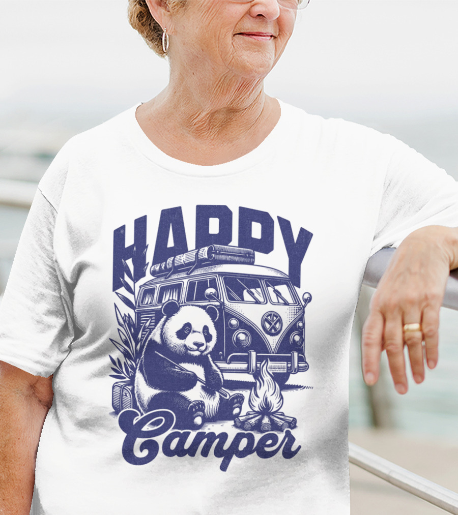 Happy Camper Panda By Van And Campfire Vintage T-Shirt