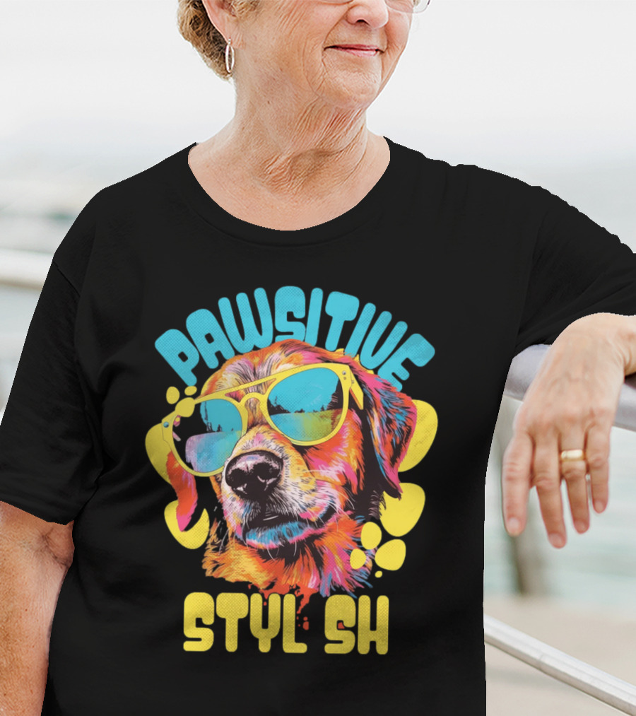 Pawsitive Styl Sh Sunglasses Retro Dog T-Shirt