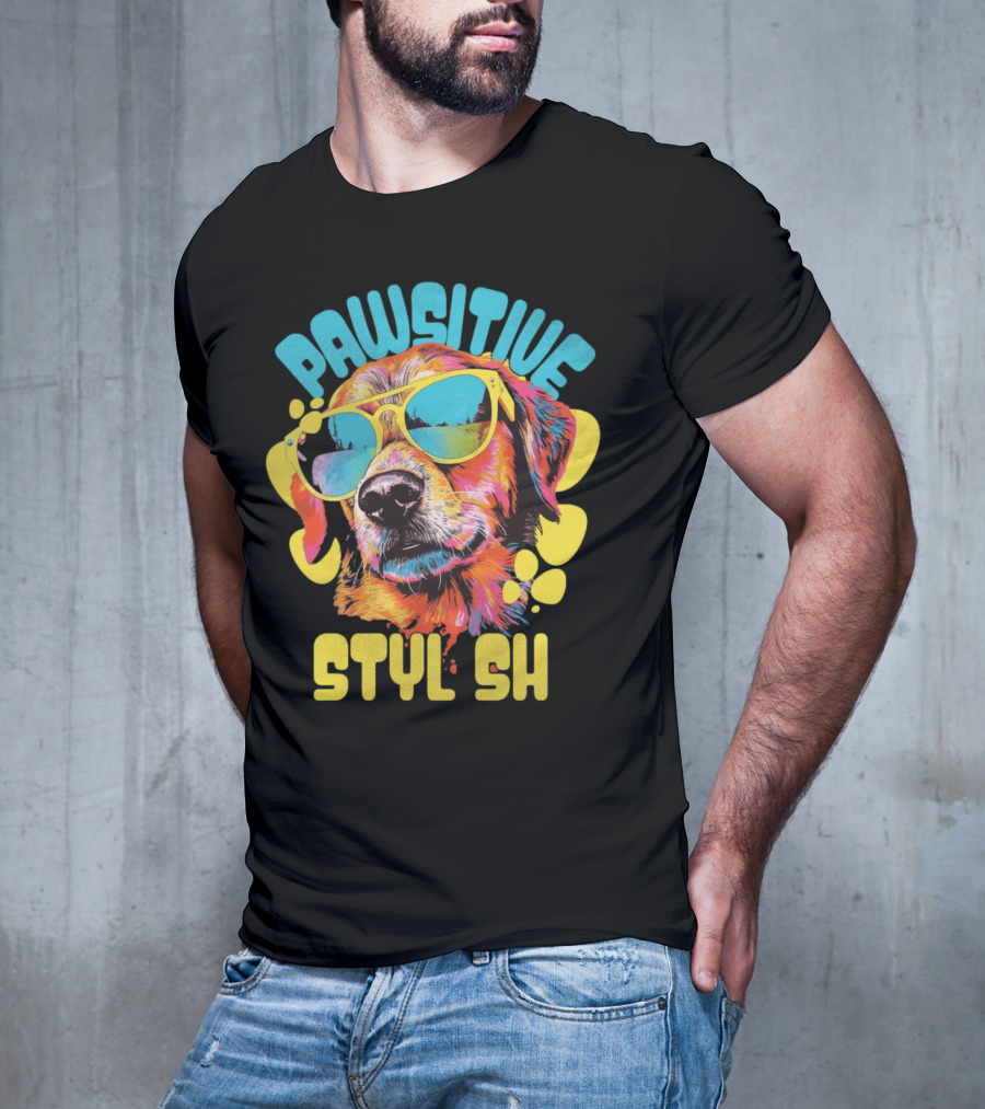 Pawsitive Styl Sh Sunglasses Retro Dog T-Shirt