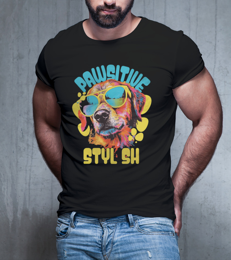 Pawsitive Styl Sh Sunglasses Retro Dog T-Shirt