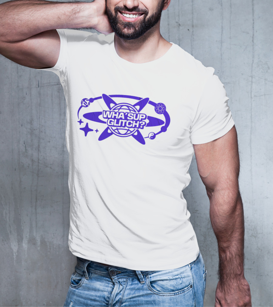 WHA'SUP GLITCH YNOT2K Retro Tech Atomic Globe T-Shirt
