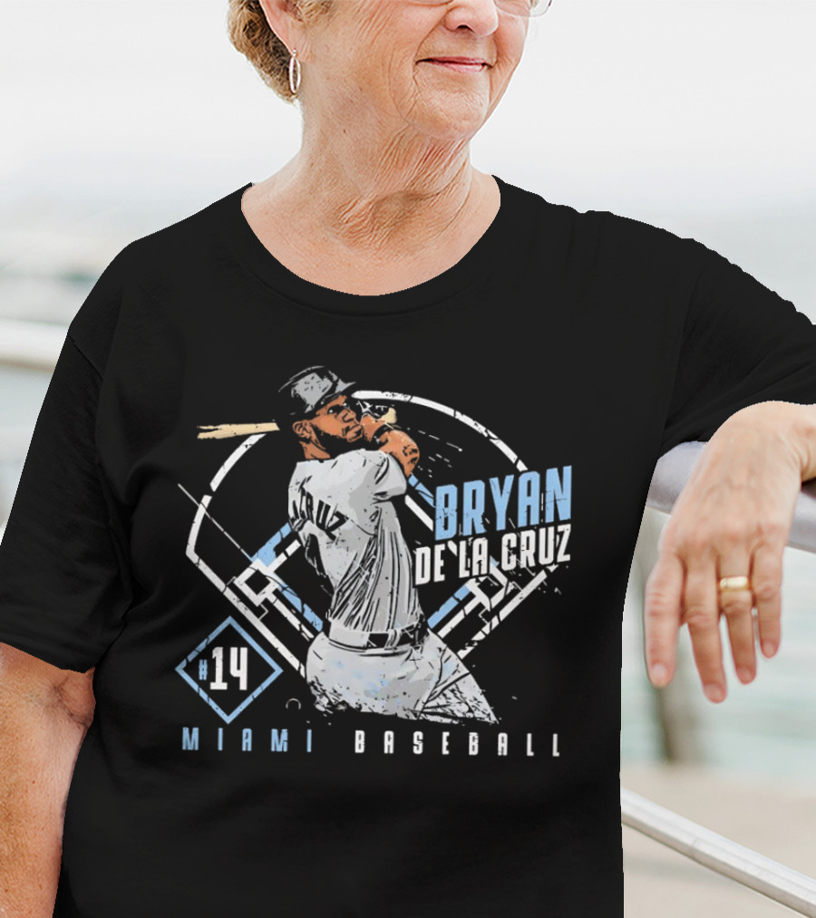 Bryan De La Cruz Miami Baseball #14 Cartoon T-Shirt