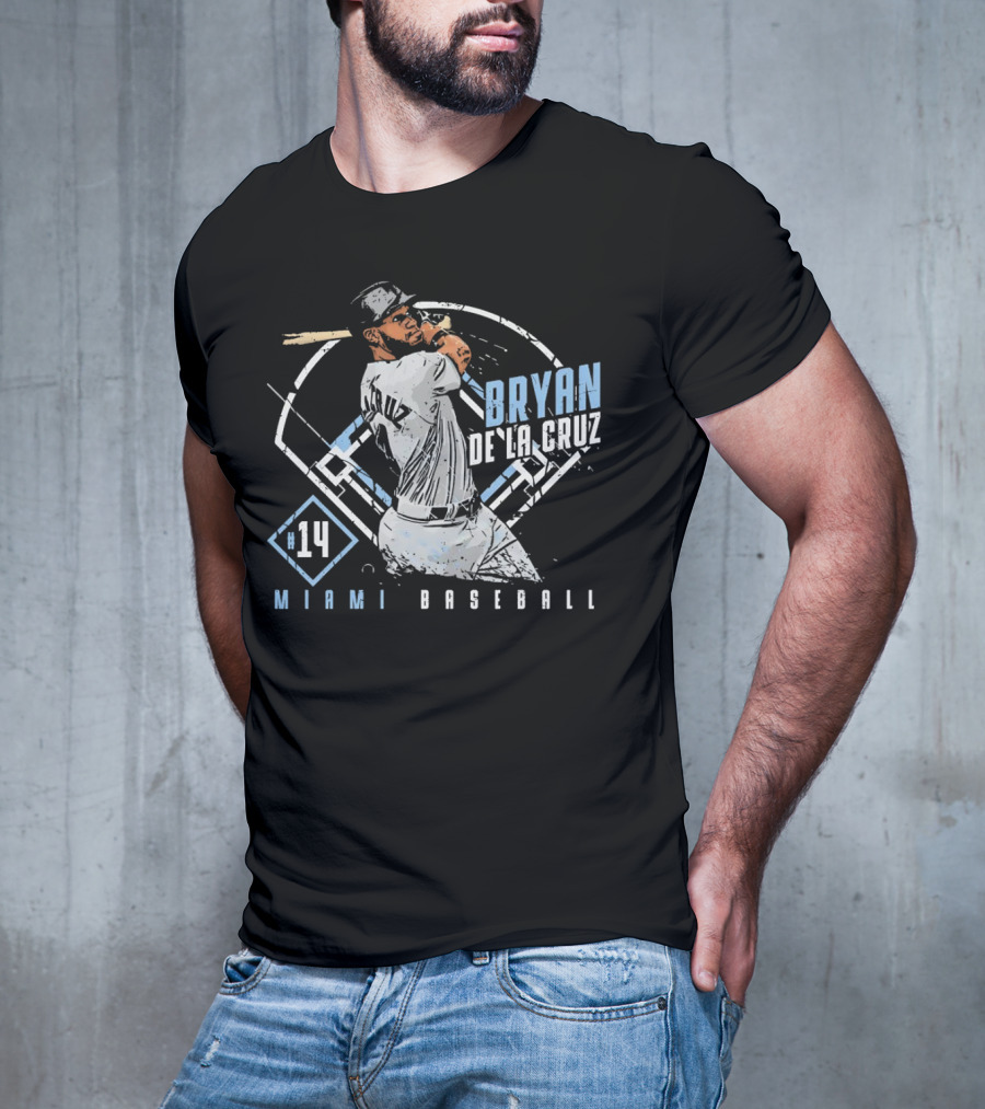 Bryan De La Cruz Miami Baseball #14 Cartoon T-Shirt