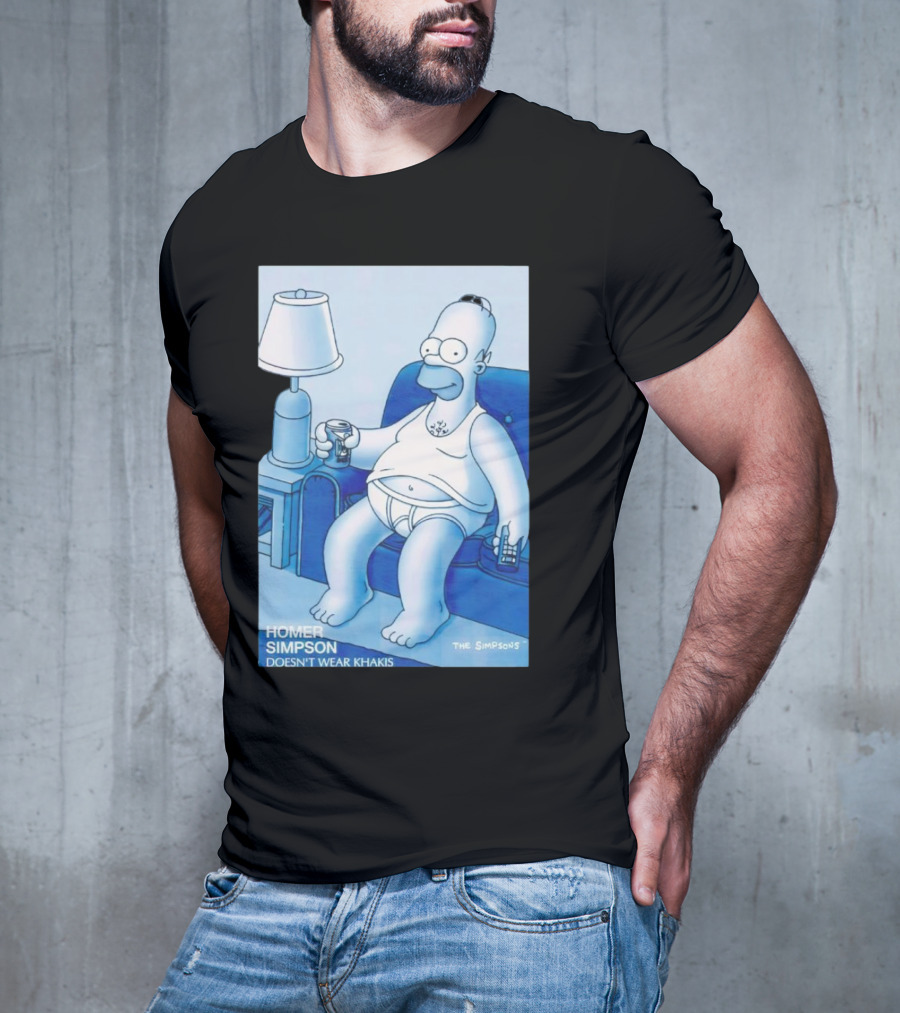 Homer Simpson Relaxing At Home With Drink And Remote Control T-Shirt