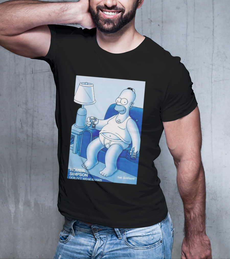 Homer Simpson Relaxing At Home With Drink And Remote Control T-Shirt
