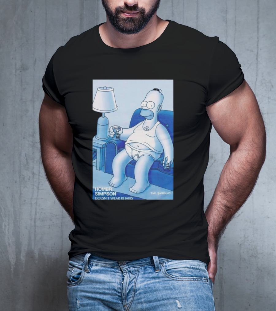 Homer Simpson Relaxing At Home With Drink And Remote Control T-Shirt