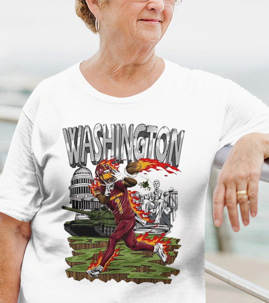 Washington Commanders Jahan Dotson Football Cartoon Capitol Tank Lincoln Fire T-Shirt