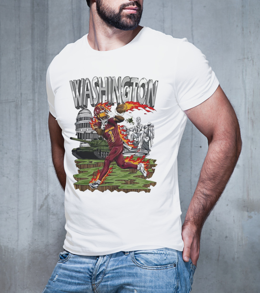 Washington Commanders Jahan Dotson Football Cartoon Capitol Tank Lincoln Fire T-Shirt