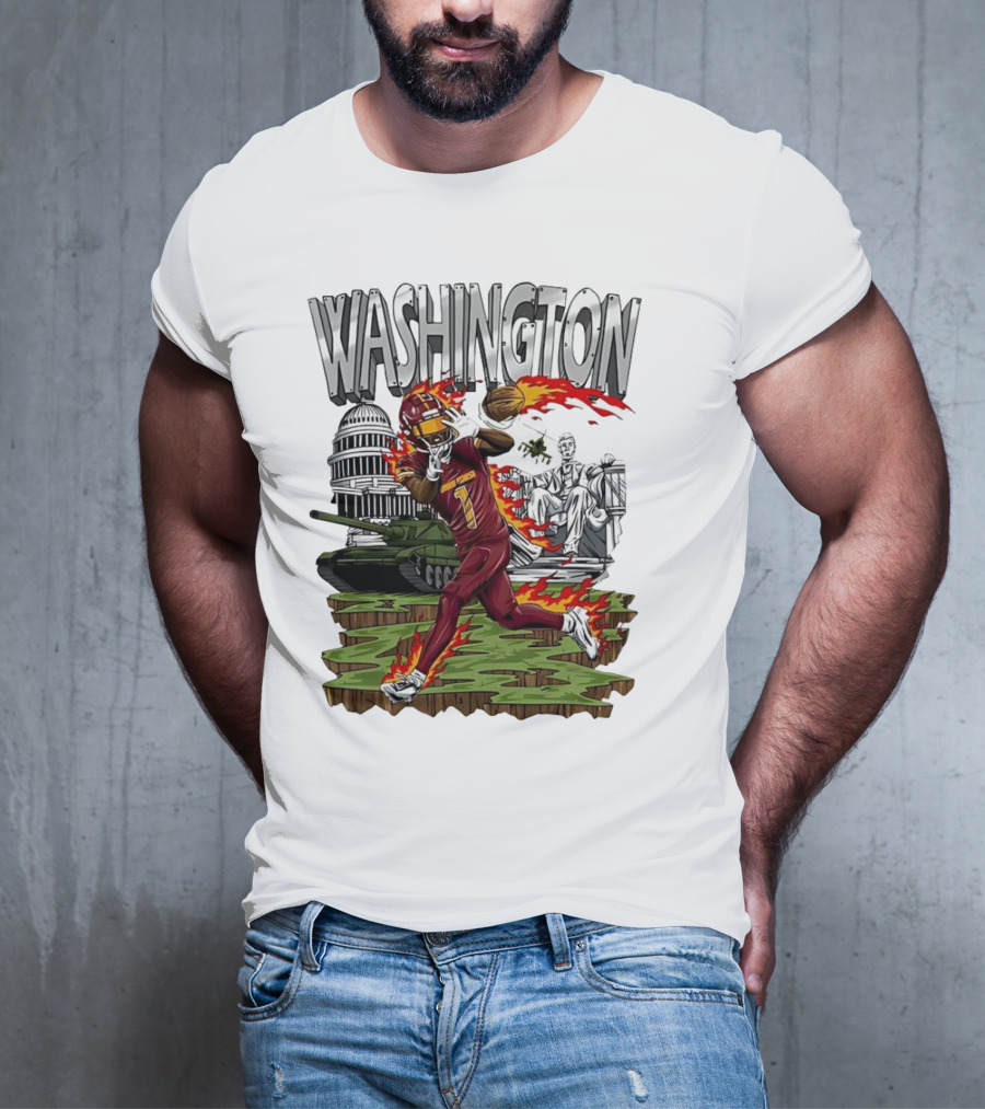Washington Commanders Jahan Dotson Football Cartoon Capitol Tank Lincoln Fire T-Shirt