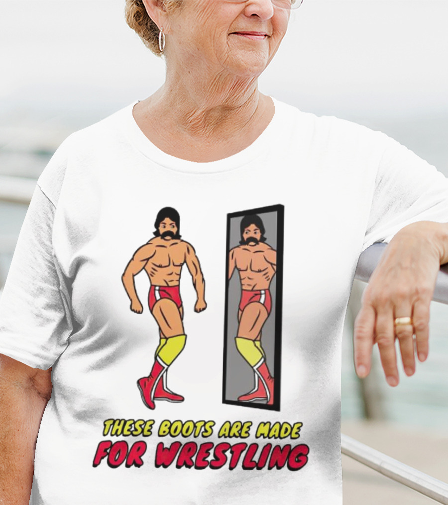 These Boots Are Made For Wrestling Reflective Wrestler Mirror Image T-Shirt