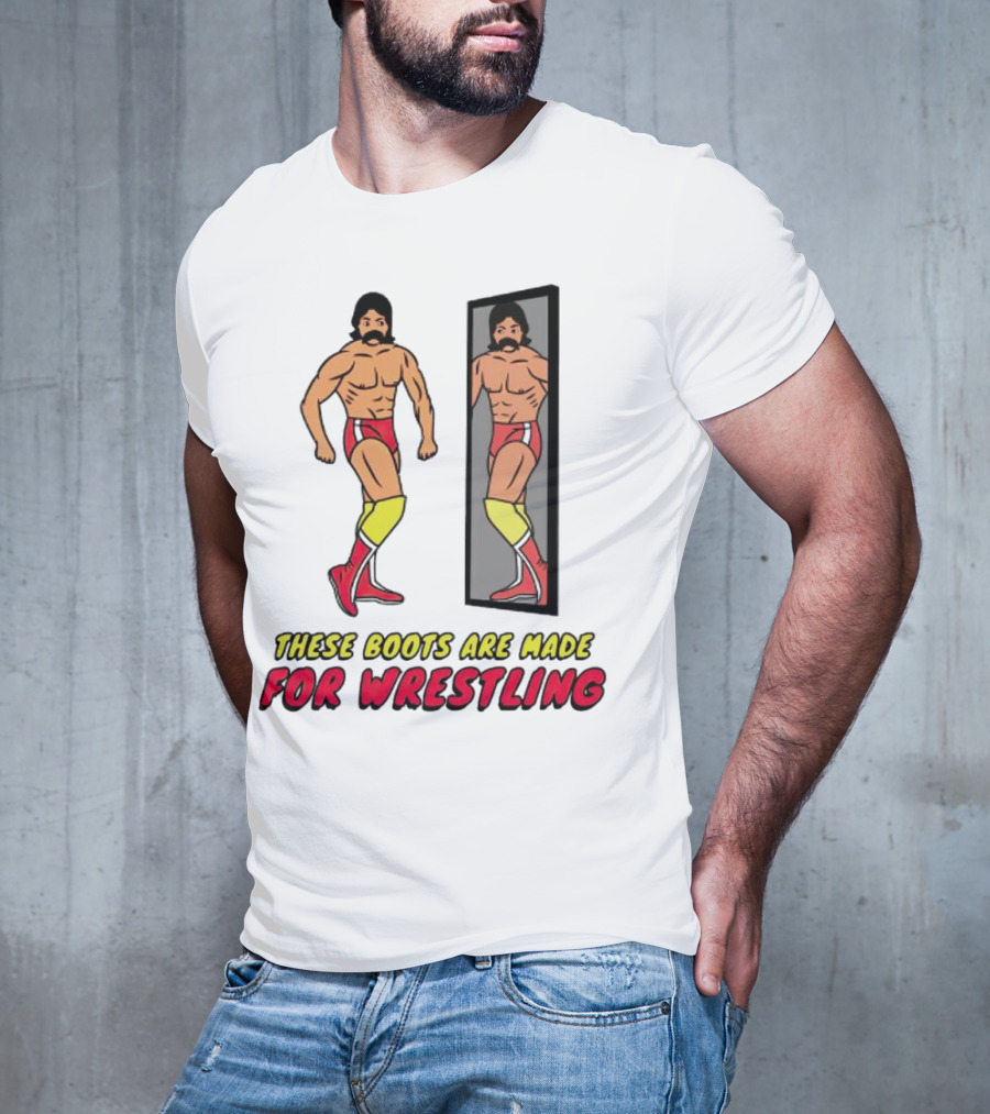 These Boots Are Made For Wrestling Reflective Wrestler Mirror Image T-Shirt