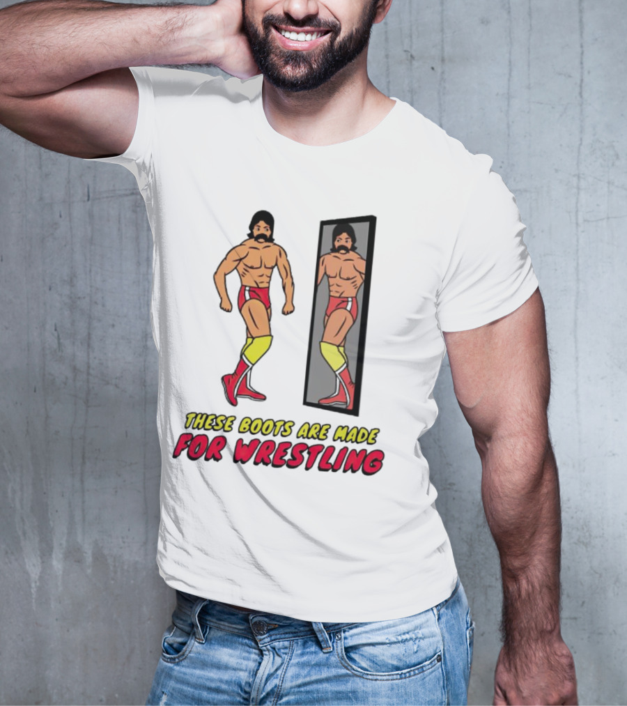 These Boots Are Made For Wrestling Reflective Wrestler Mirror Image T-Shirt