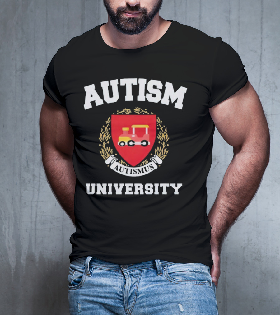 Autismus University Autism Joke Shield With Toy Car Crest T-Shirt