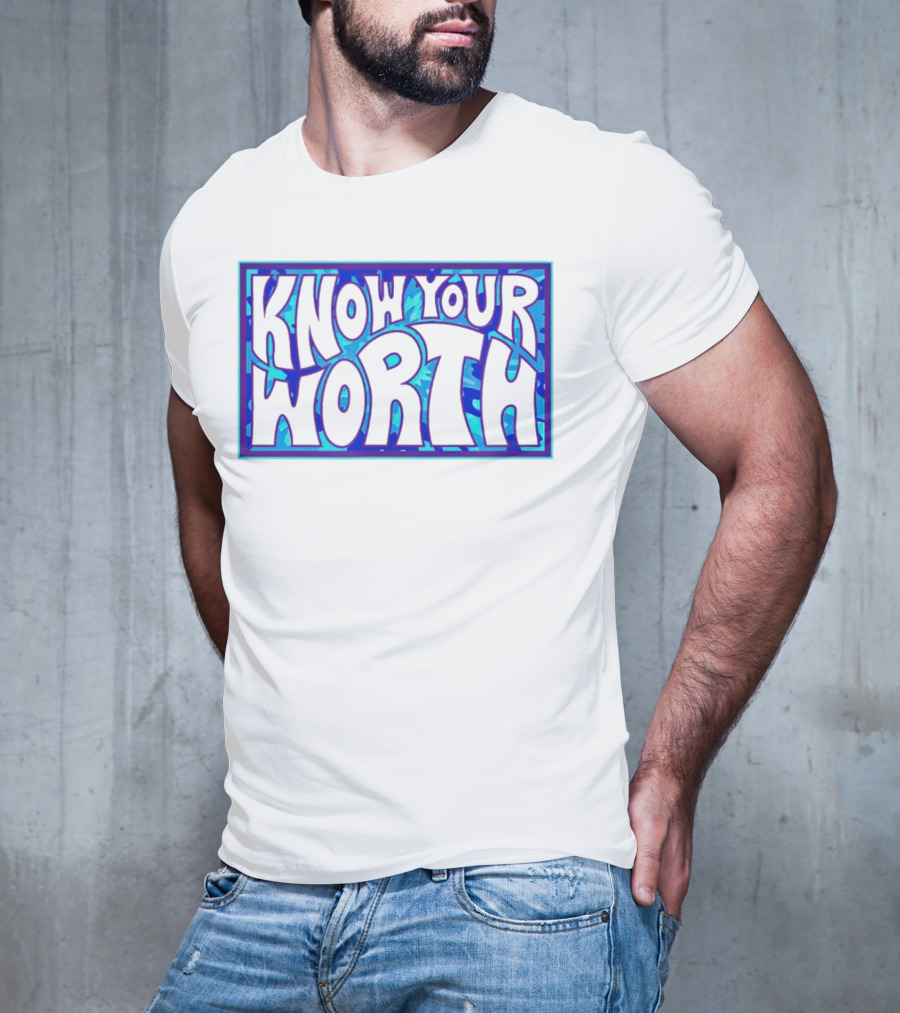 Know Your Worth Blue Abstract T-Shirt