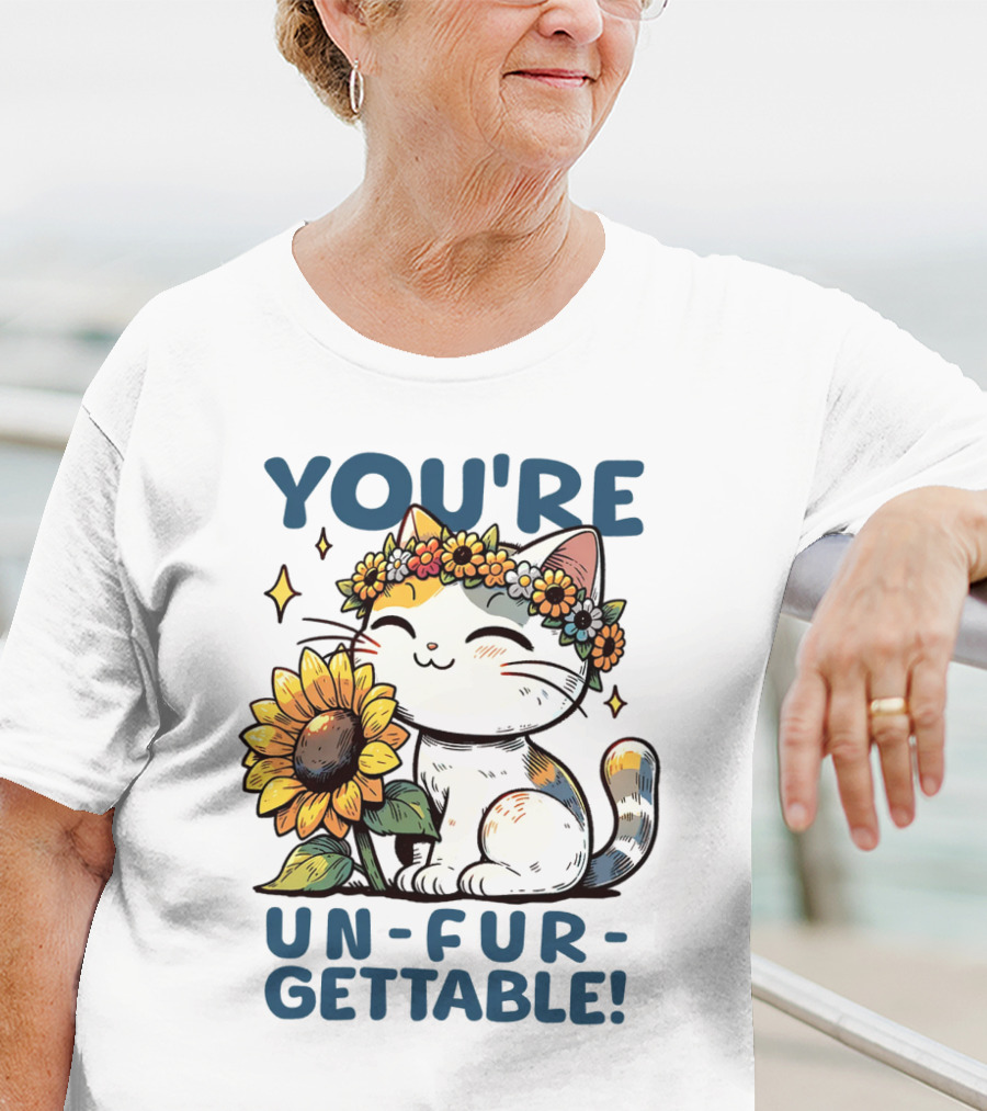 YOU'RE UN-FUR-GETTABLE Sunflower Cat With Flower Crown T-Shirt