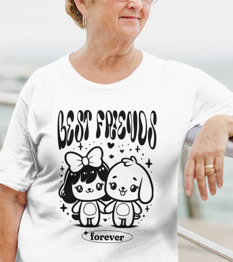 Best Freuds Forever Cute Characters With Bow And Dog T-Shirt