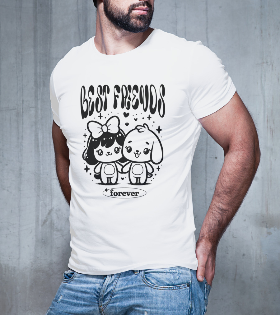 Best Freuds Forever Cute Characters With Bow And Dog T-Shirt
