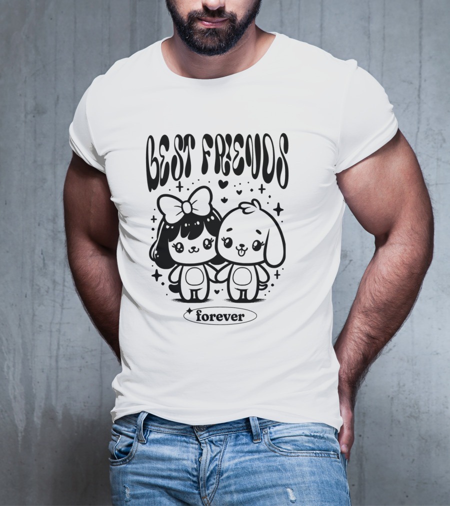 Best Freuds Forever Cute Characters With Bow And Dog T-Shirt