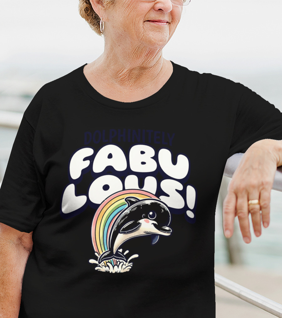 Dolphinitely Fabulous Rainbow Dolphin Splash T-Shirt