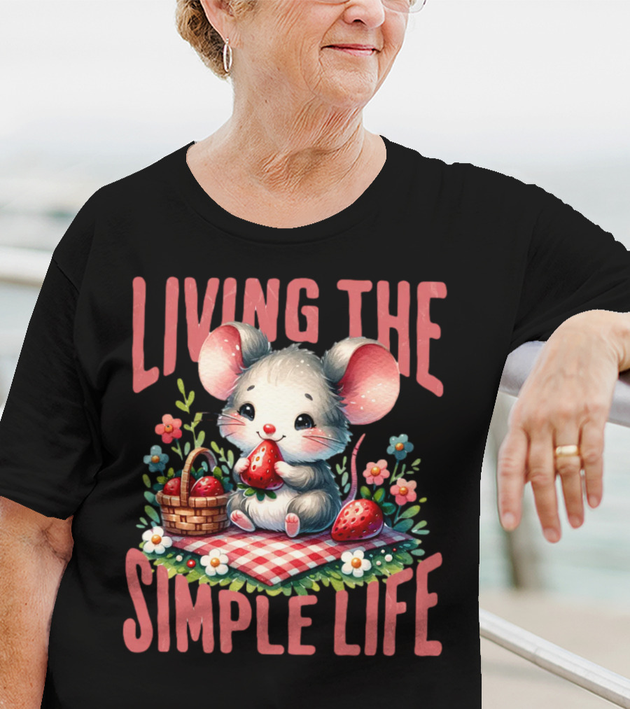 Living The Simple Life Cottagecore Picnic Mouse T-Shirt