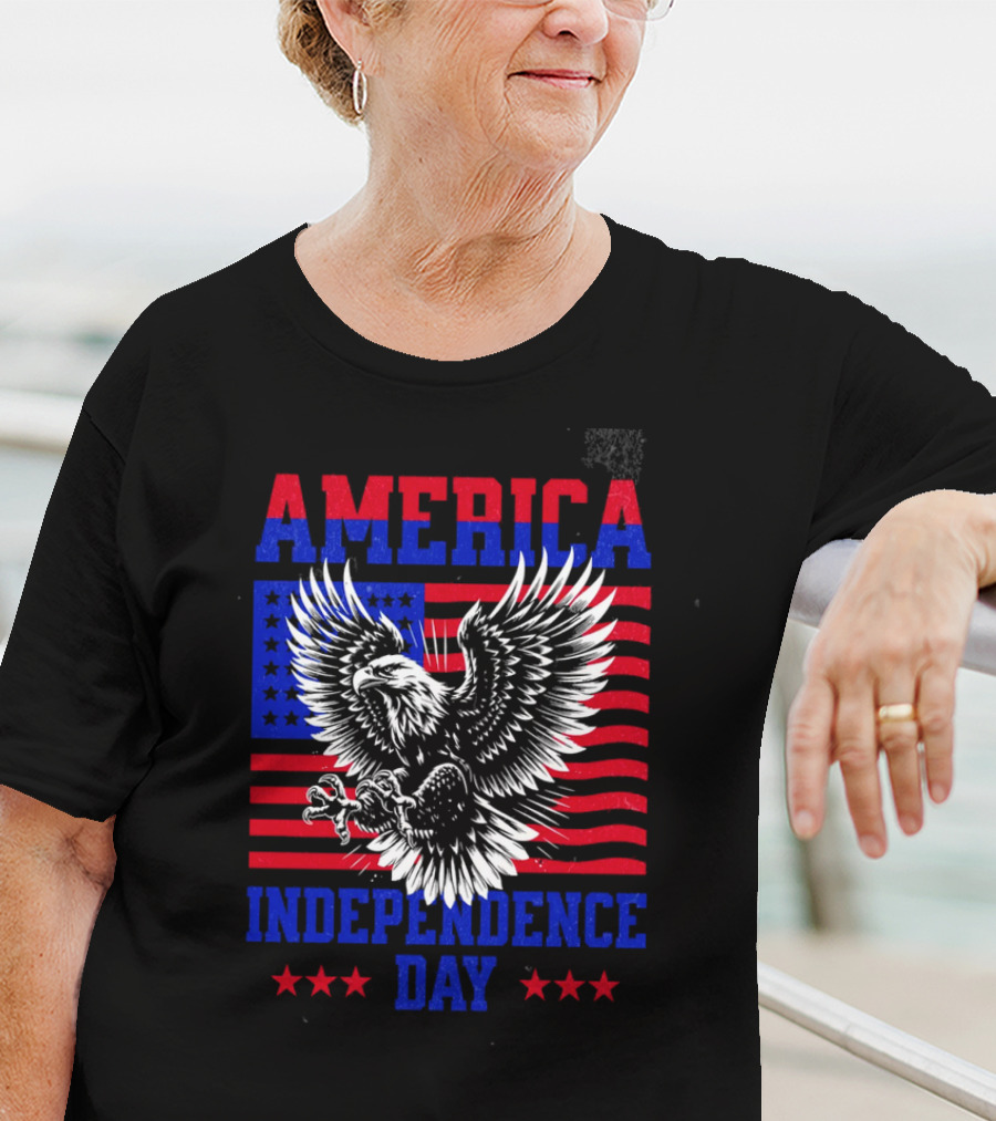 America Independence Day Eagle Flag Stars T-Shirt