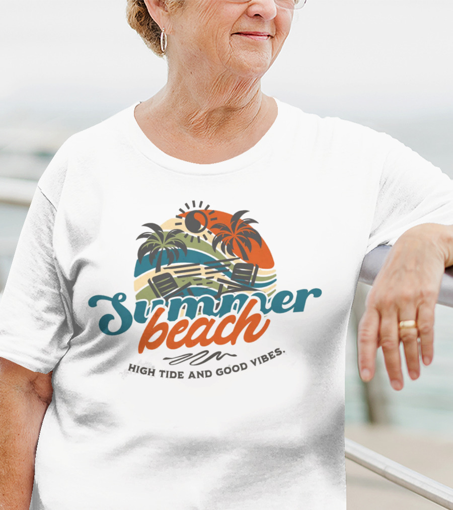 Summer Beach High Tide And Good Vibes T-Shirt
