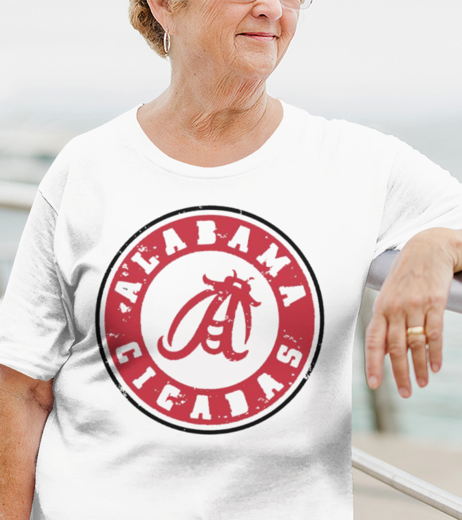 Alabama Cicadas Crimson Tide Football Circle Emblem T-Shirt